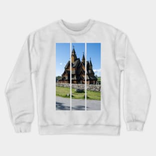 Medieval graveyard and Heddal wooden stave church. Heddal Stavkirke, 13th century. Largest stave church in Norway. Sunny spring day (vertical) Crewneck Sweatshirt